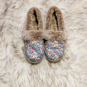 Skechers Women BOBS Too Cozy Slippers "Winter Howl" Dog Print Size 7 Memory Foam